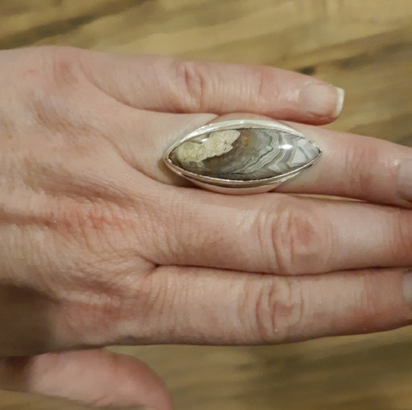 New Men's Crazy Lace Agate 925 Silver Ring. - Picture 4 of 8